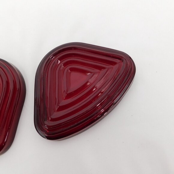 Lot of 4 Anchor Hocking Manhattan Ruby Red Glass Relish Inserts NO TRAY Vintage - Picture 4 of 8